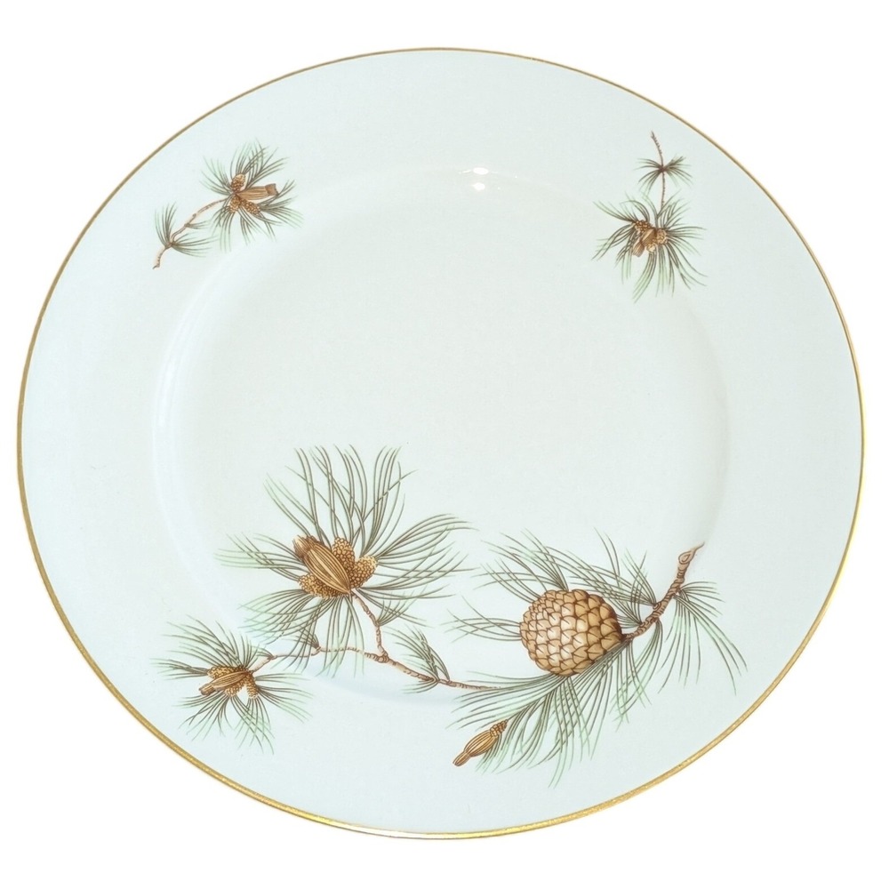 Rosenthal Aida Selb-Plossberg Pinecone Dinner Plate Gold Rim Germany VTG 1960s